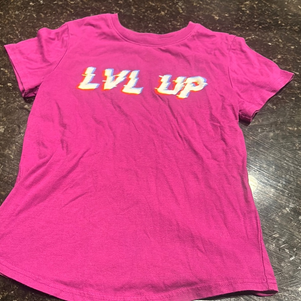 Xersion Pink Short Sleeve Crew Neck Tee with LVL UP Print
